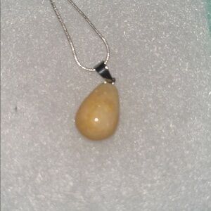 Boho Citrine Tear Drop Silver 16” Neck…